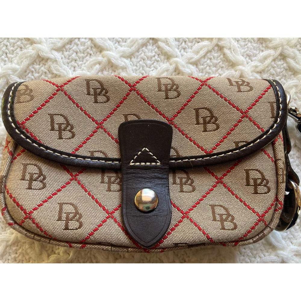 Booney & Bourke Canvas Beige Moonogram Wristlet Wallet